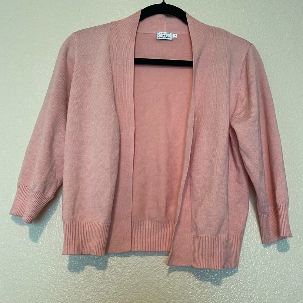 Cielo Soft Pink Open-Front Cardigan Size L